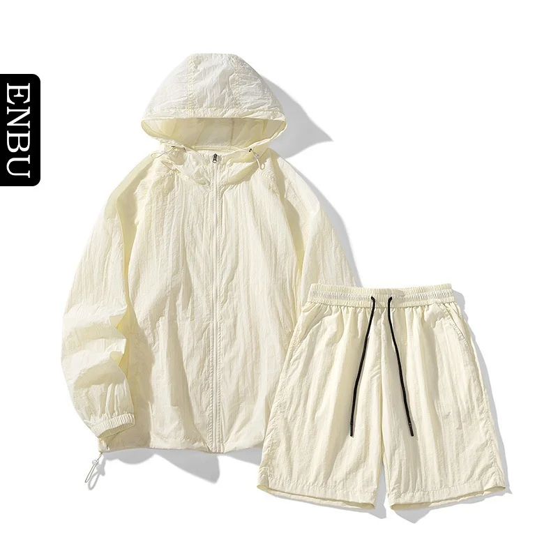 summer-new-fashion-casual-breathable-ice-feeling-couple-sun-protection-outdoor-pure-color-two-piece-set-sportswear