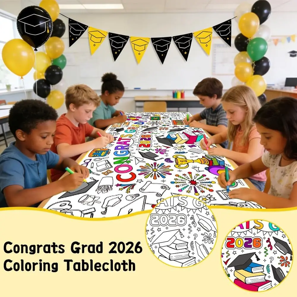 DIY Graduation Coloring Poster Giant Size Drawing Surface Coloring Banner Gift Art Craft Large Congrats Card