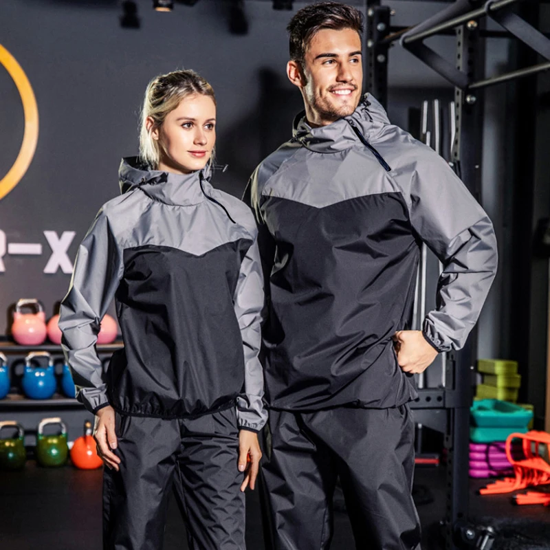 Ueteey Sauna Pak Gym Set Mannen Full Body Zweten Sportkleding Vrouwen Boksen Hardlopen Training Fitness Gewichtsverlies Unisex Trainingspak