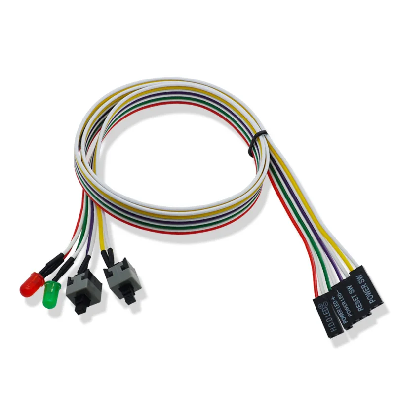 PC Power Switch Cable with LED Light Desktop Computer Case Re-starting Button Power Supply Reset HDD Switch Lead