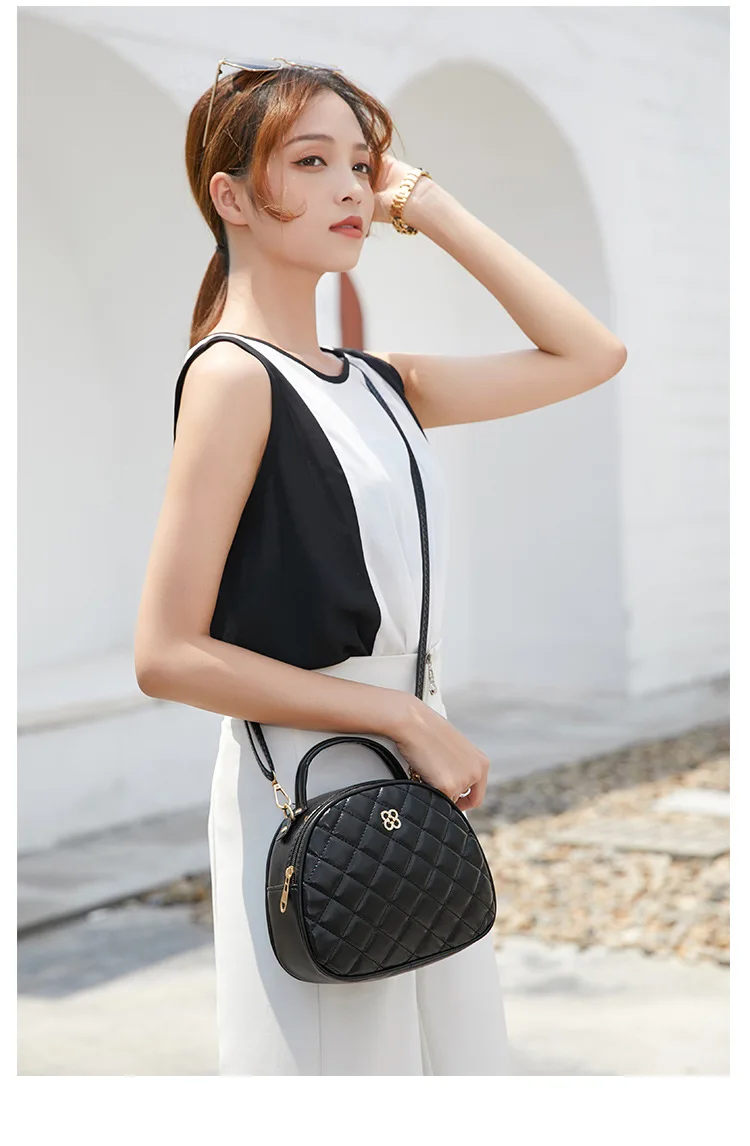 Trendy Bags New One Shoulder Crossbody Bag Fashion Lingge Embroidered Chain Half Round Bag Mobile Phone Change Women\'s Bag