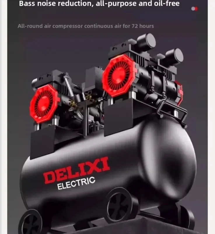 

【2026】220V Portable Silent Oil-Free Small Industrial Air Compressor Air Pump Mini Quiet DIY Workshop Household QCB