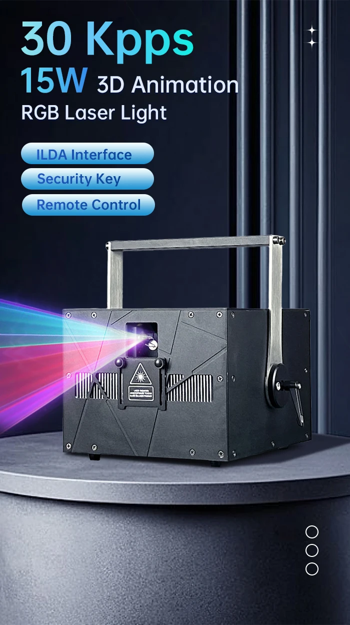 15W Laserlicht mit RGB-Scanner ILDA mit Sicherheitsschlüssel Fernbedienung DMX Disco Party Bankett Hochzeit Performance Bühnenlicht – Detail 1