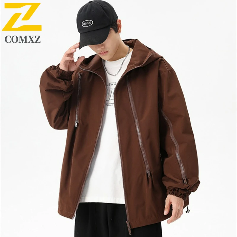 

2025 Autumn Jacket Men Women Outdoor Sports Camping Mountaineering Waterproof Windproof Windbreaker Harajuku Loose Hooded Coat