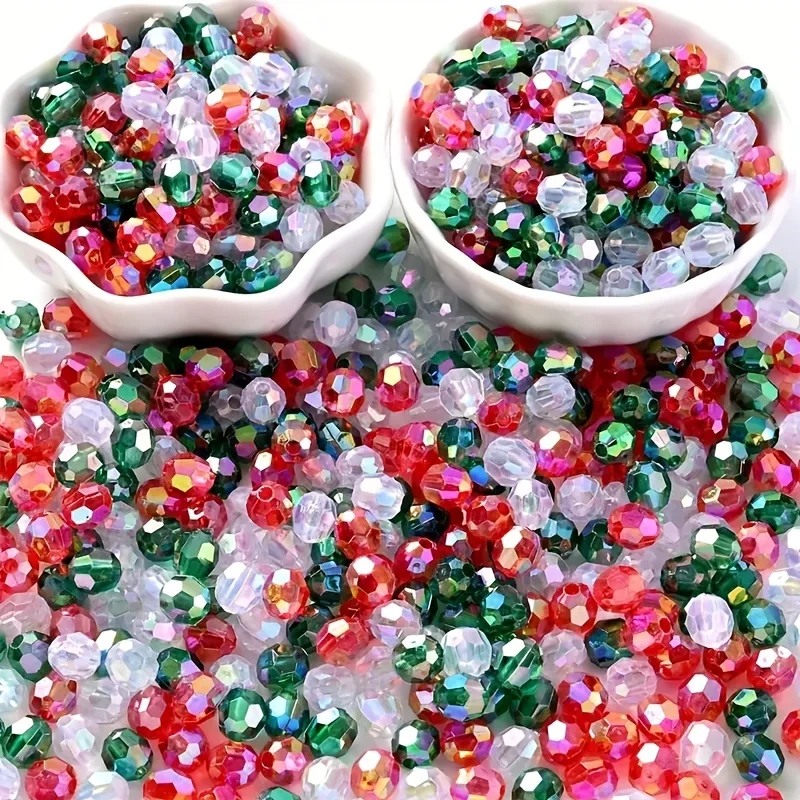200pcs 6mm 100pcs 8mm Christmas diamond beads, Christmas decorative items, used for DIY jewelry production