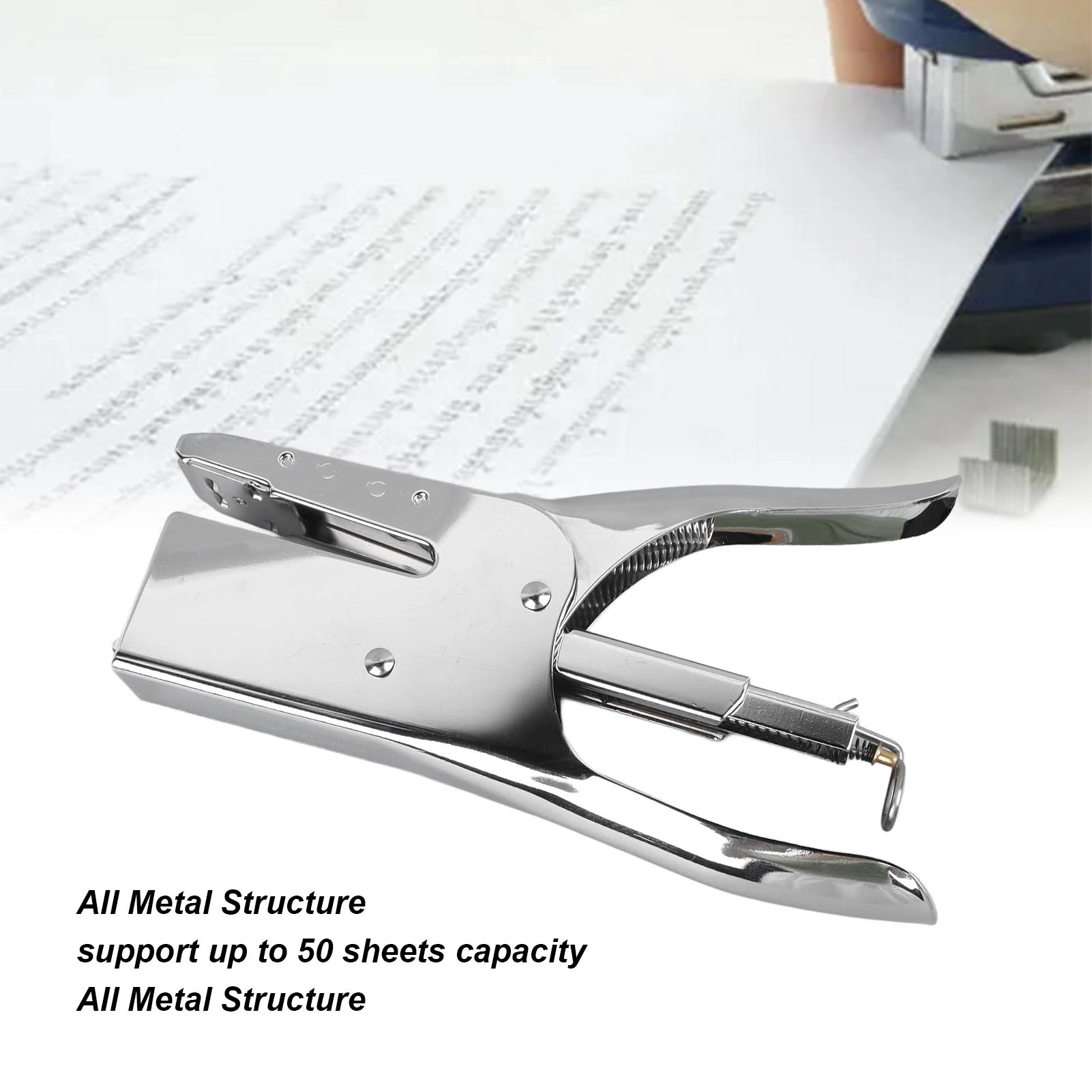 Hand Held Plier Stapler 24/8 Easy Handheld Stapler Effort Saving All Metal Structure 50 Sheets Capacity for Family