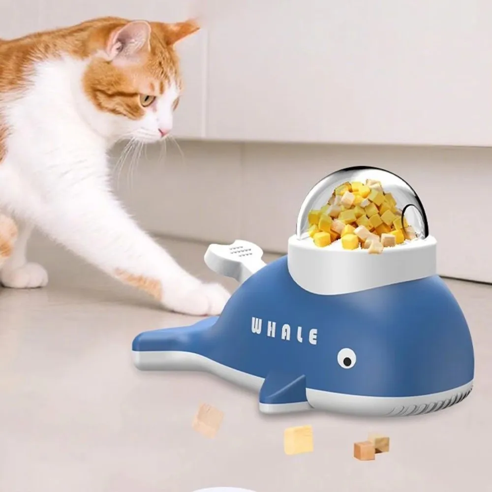 

Whale-Shaped Slow Feeder Dog Toy Press-Activated Transparent Window Cat Puzzle Treat Dispenser Anti-slip Base Adjustable Hole