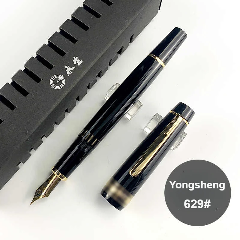 Wingsung Yongsheng 629 Piston Filling Fountain Pen Iridium Gold EF-F Nib Black Dark Blue Resin Writing Ink Pens High Quality