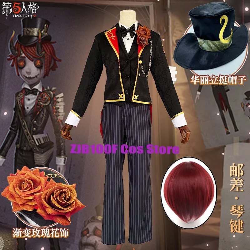 

Game Identity V Cosplay Costumes Postman Victor Grantz Cosplay Costume Survivor Original Skin Red Uniforms Wig for Adult Man
