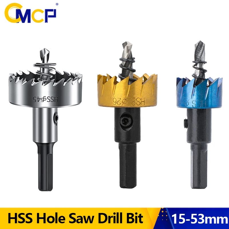 

CMCP HSS Hole Saw Drill 15-53mm Stainless Steel Hole Opener Hole Saw Drill Bit for Metal Alloy Iron Cutting Drilling Tool