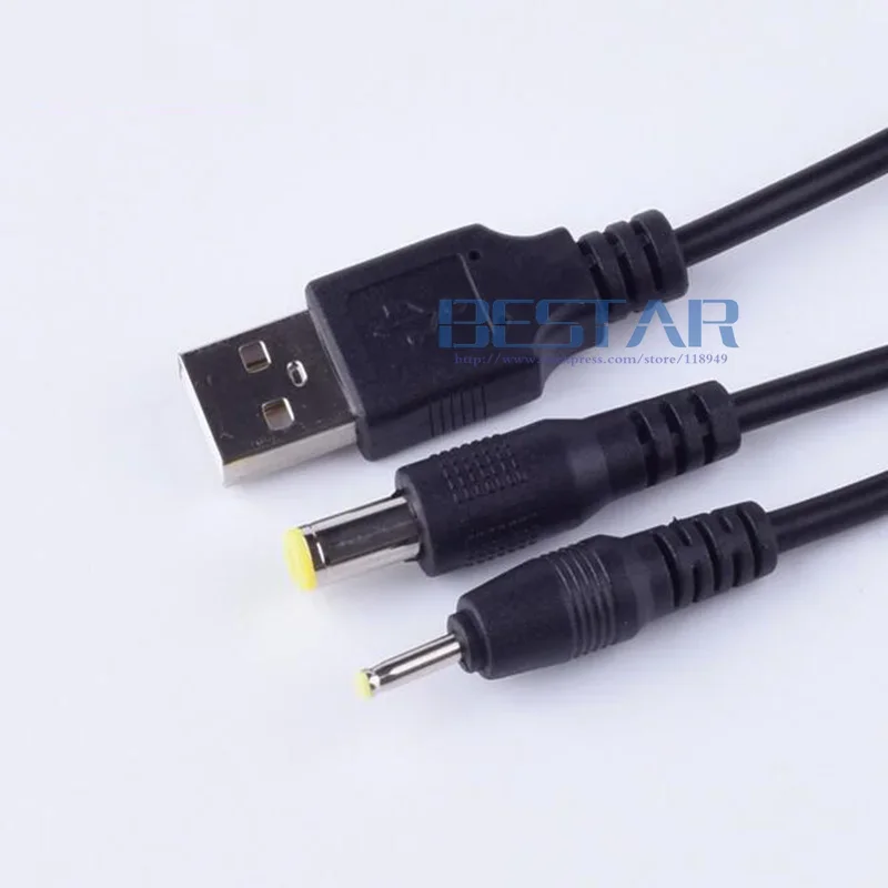 أسود 1 في 2 خارج USB A ذكر إلى تيار مستمر 2.5*0.7 2.5 مم × 0.7 مم & تيار مستمر 5.5*2.1 5.5 × 2.1 5.5/2.1 ذكر برميل جاك شحن كابل الطاقة