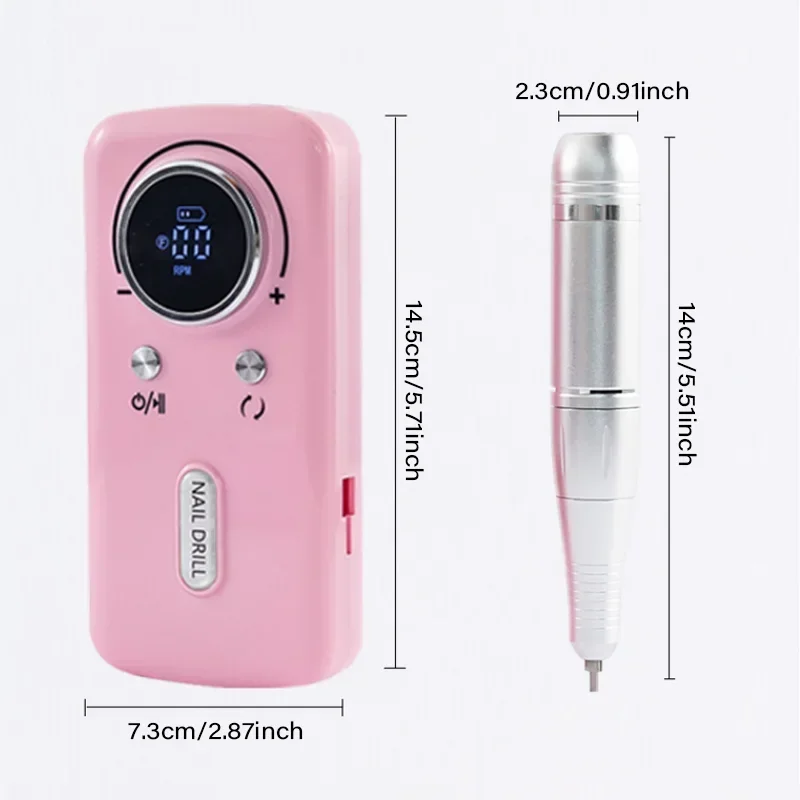 High-efficiency ElectricNail Drill,45000RPMPortableRechargeableManicureLowNoiseandVibration,LCDDisplayUSBChargingBeautyTool