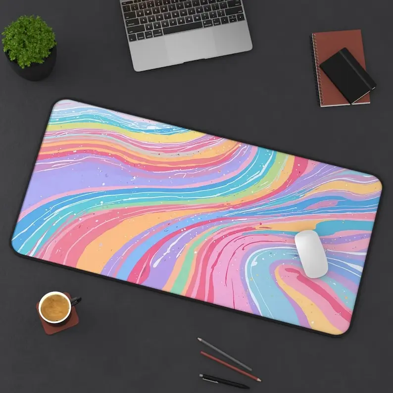 

Rainbow Abstract Office Decorative Mouse Pad,stylish Office Accessory, Student Gift, Home Office Decor,workspace Kawaii Desk Pad