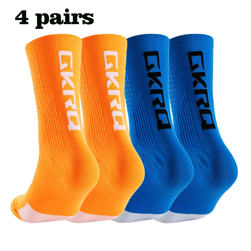 GKRQ 4 Paar 2023 neue Fahrradsocken Fahrrad Krankenschwester Kompression Rennrad Laufen MTB Kniehoch Weiß Sport Lustige Marke Schwarz