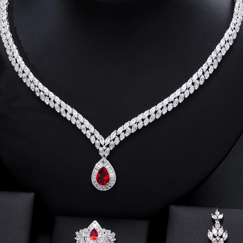 Siscathyy Noble And Elegant Wedding Jewelry Set For Women Fashion Cubic Zircon Necklace Clavicle Chain Arab Nigerian Accessories