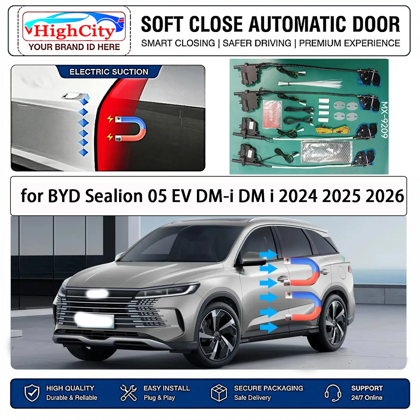 for BYD Sealion 05 EV DM-i DM i Electric Suction Soft Close Door Kit Smart Anti Pinch Auto Cinch Latch System No Slam Silent
