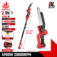 ONEVAN 4900W Brushless Telescoping Pole Electric Chainsaw 2IN1 High Branch Garden Woodworking Pruning Saw For 21V 18V Battery