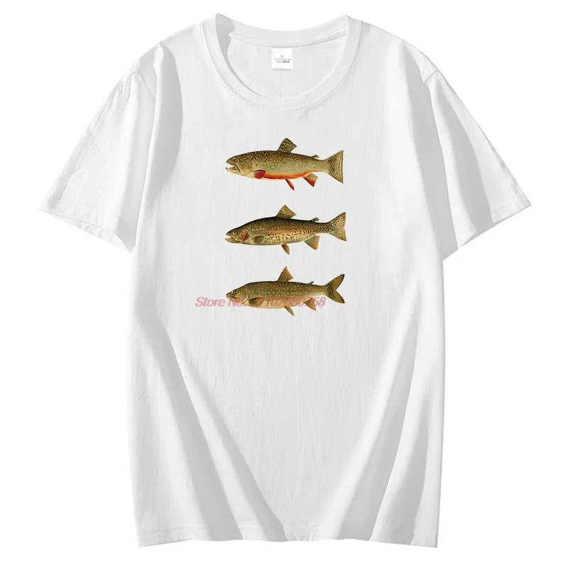 Camisetas gráficas vintage con estampado de trucha de lago, trucha arcoíris y trucha de arroyo, camisetas de algodón de manga corta, camisetas y camisetas unisex nuevas