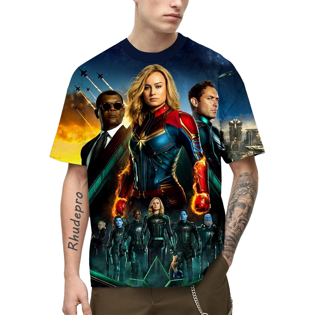 Captain Marvel Men's T-shirt Avengers Short Sleeve 3D Batman Printed T-shirt Summer Men's T-shirt New Fashion Men's Clothing