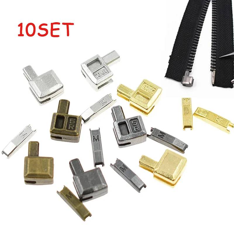 10 Sets 5 #   Metall-Reparatur-Reißverschlussstopper DIY Nähzubehör für Kleidung