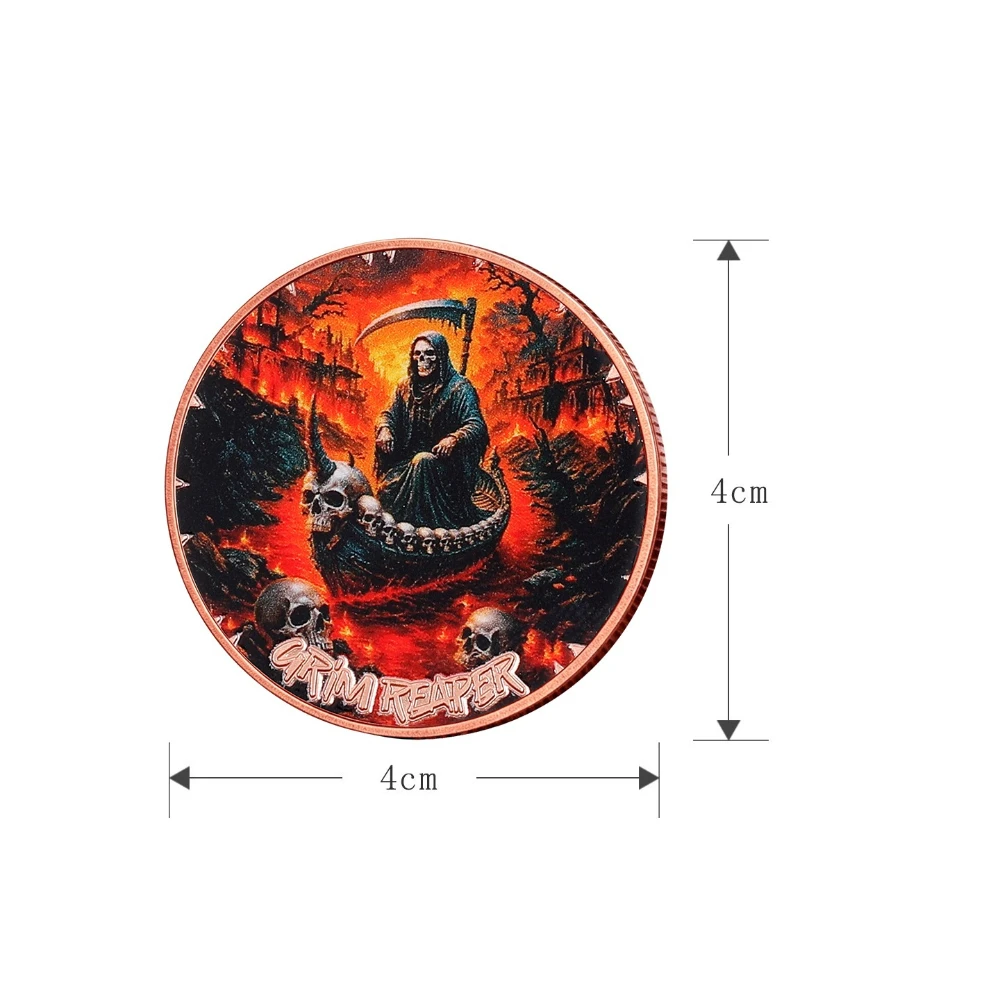 Dark Gothic Grim Reaper on Skull Boat 1oz 999 Fine Copper Coin Pure Copper Commemorative Souvenir Gifts DropShipping