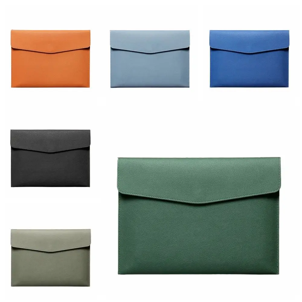 

A4 Handheld File Storage Bag Large Capacity PU Leather Business Briefcase Dustproof with Magnetic Buckle Handheld Laptop Bag
