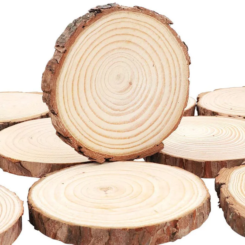 

Natural Pine Wood Chips Log Pieces Decorative Ornament Christmas Crafts Diy Materials Round Solid Wood Graffiti Painting Coaster