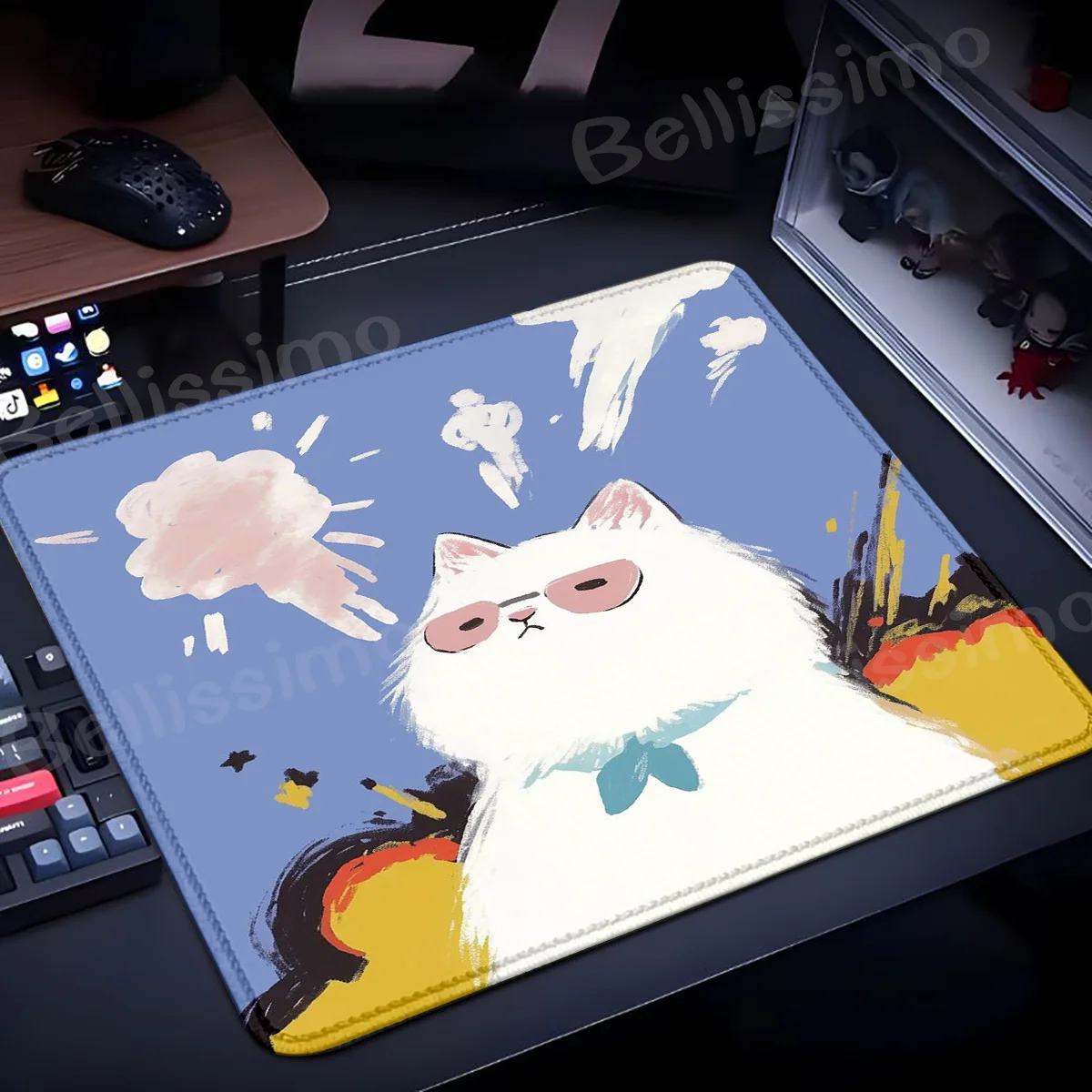 Cute Working Angry Cat Mouse Pad Boom Cloud Desk Mat Laptop Pad Anime Mousepad E-Sport Gaming Computer Mats Office Accessories