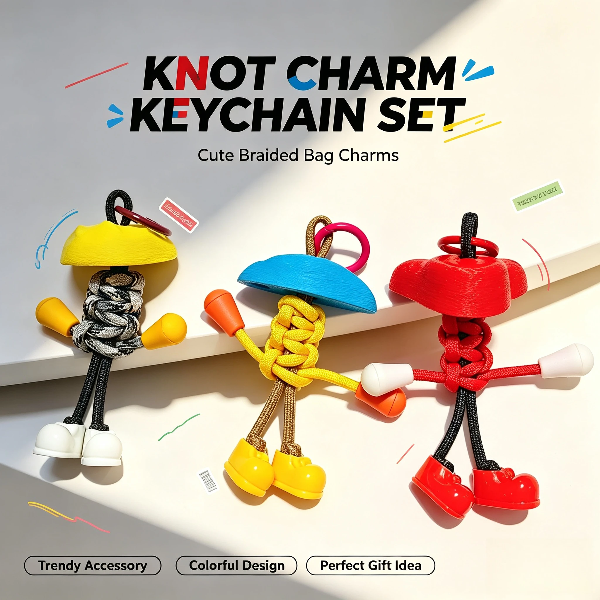 3D Rock Climbing Hold Figure Keychain, Handmade Woven Original Charm, Durable Lightweight Key Ring & Bag Hanger, Novelty Gift for Climbers, Outdoor Sports, Hiking, Camping, Daily Use & Holiday Gifting