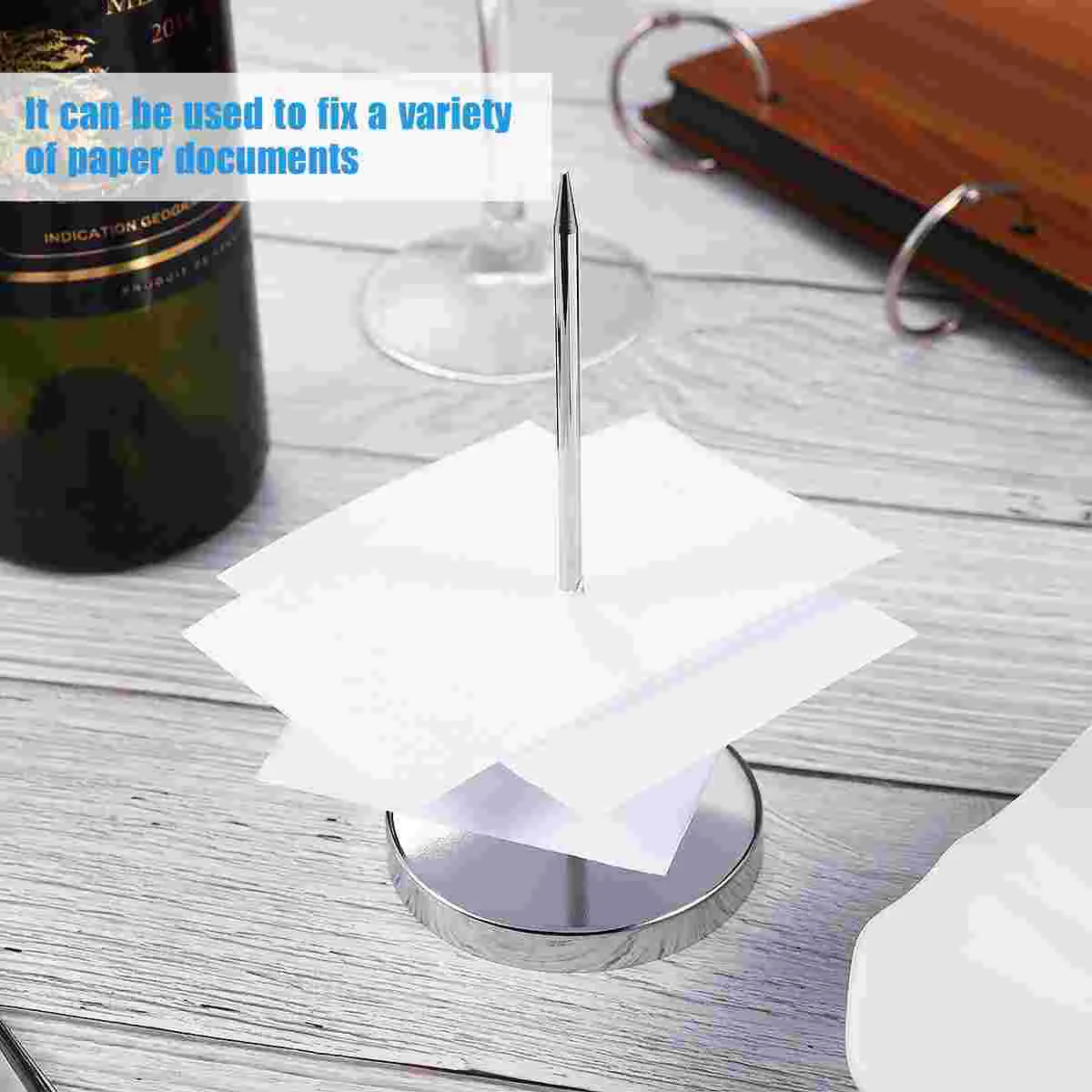 Silver Desk Check Spindle Holder Receipt Stainless Steel Safe Design Straight Rod