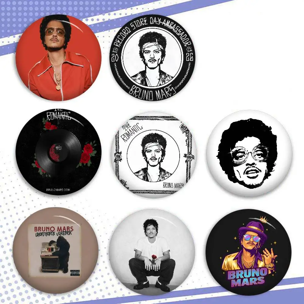 Singer Bruno mars The Romantic Button Pin Handmade Brooch For Clothes Cartoon Badge Backpack Decoration Jewelry Accessories