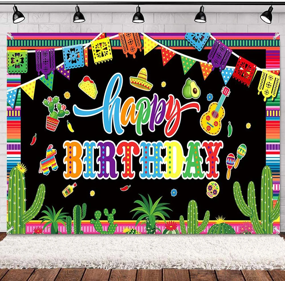 

Photography Backdrop Fiesta Birthday Party Decor Supplies Banner Colorful Mexico Cinco De Mayo Carnival Photo Booth Background