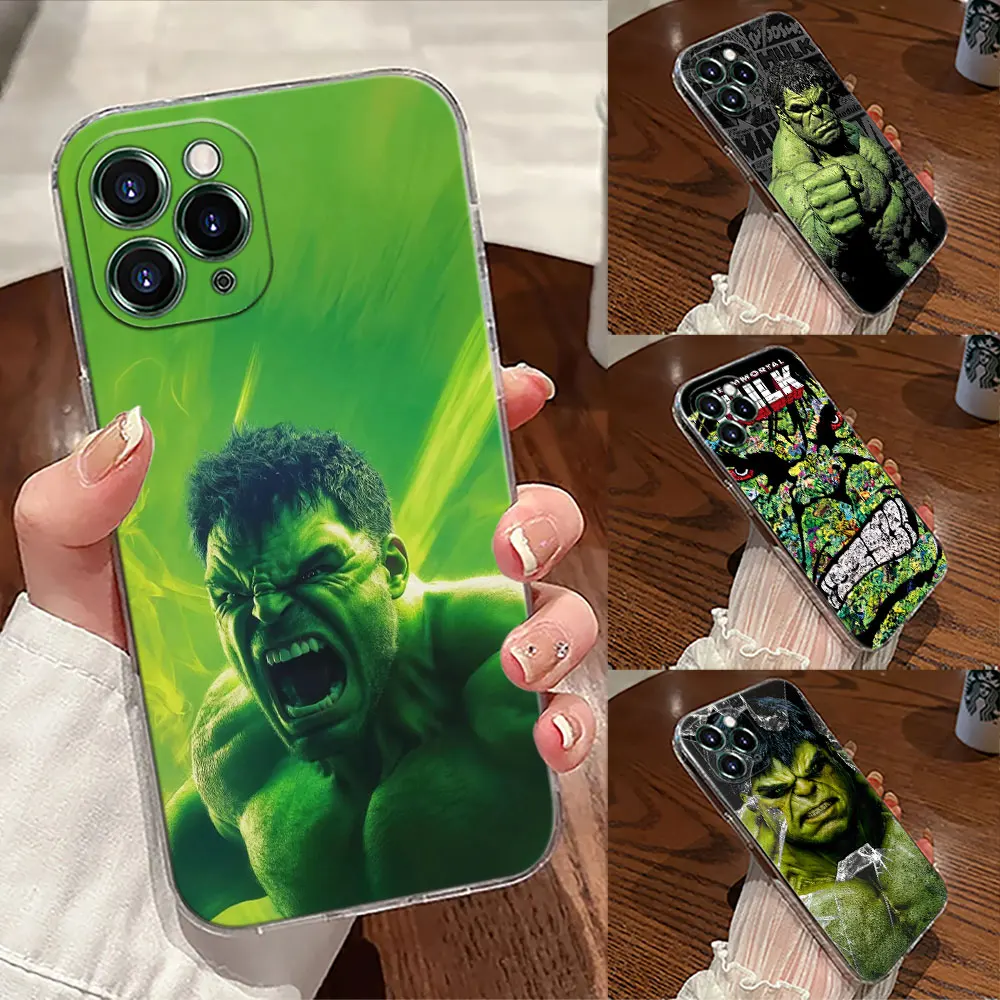 

The Hulk Marvel Green Giant Transparent Phone Case For iPhone 17 Pro Max 17E 11 12 13 14 15 16 Pro Max Plus 17 Air 16E 7 X Cover