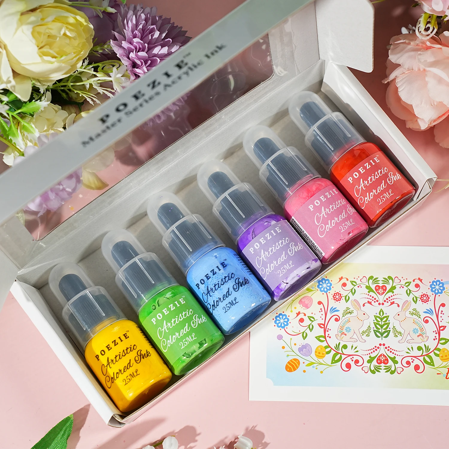 

Набор из 6 акриловых чернил для художников к Пасхе, быстросохнущие перманентные чернила-капельницы для литья, аэрографии, рисования и скрапбукинга