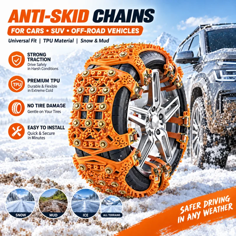 TPU Automotive Tire Snow Chains for Off-Road SUVs Universal Anti-skid Chain Thickened Traction Device for Winter Snow and Mud