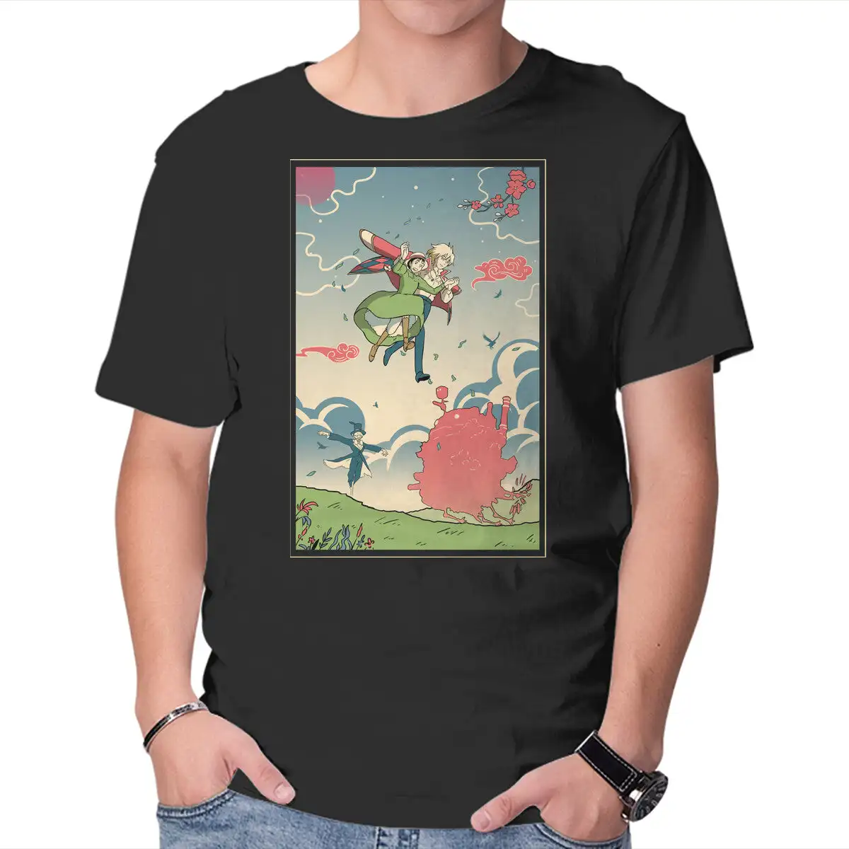 Wizards Castle Ukiyo E Anime Graphic T-shirts For Men Clothing Women Short Sleeve Tees New Arrivals Unisex Summer