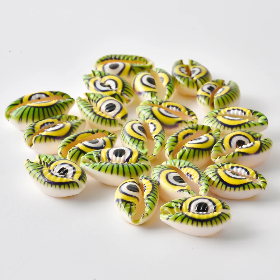 5 Stück bunte Muschel-Anhänger mit bösem Blick/Türkischem Auge, Seestern, Schildkröten-Muscheln, Anhänger für die Schmuckherstellung, handgefertigte Armbänder, Geschenk – Detail 5