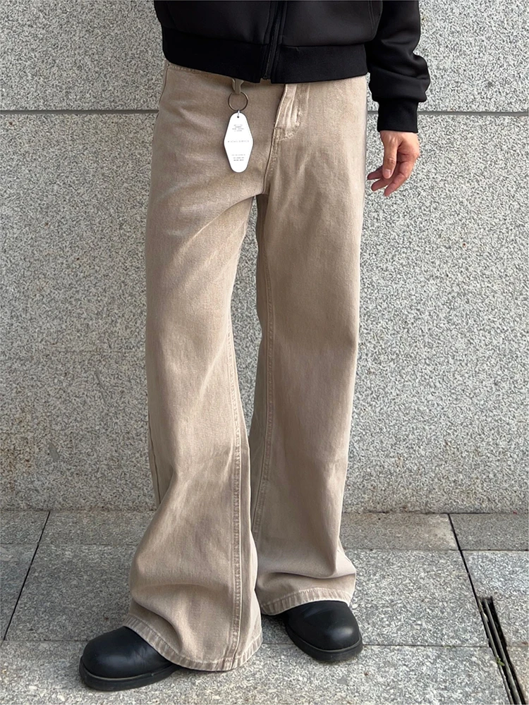 

Retro American Waed Straight Leg Jeans Loose Casual Pants Wide Leg Cleanfit Long Trousers Versatile Cotton Youth Faion