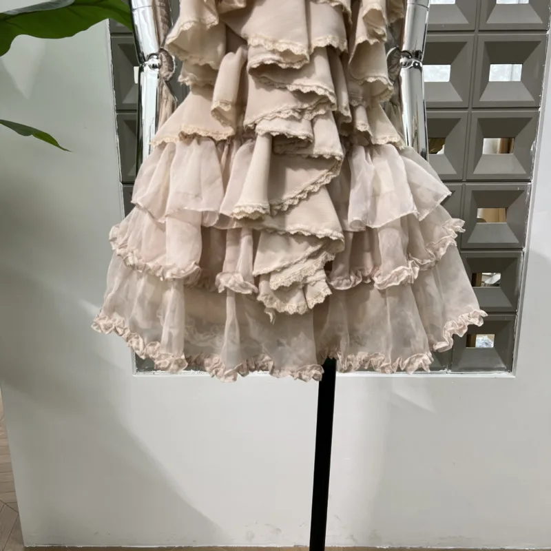 DFDG Feminino Puro Sexy Halter Backless Sem Mangas Top Em Camadas Saia Plissado Conjunto de 2 Peças Co-ord Outfit Primavera E Verão 2025