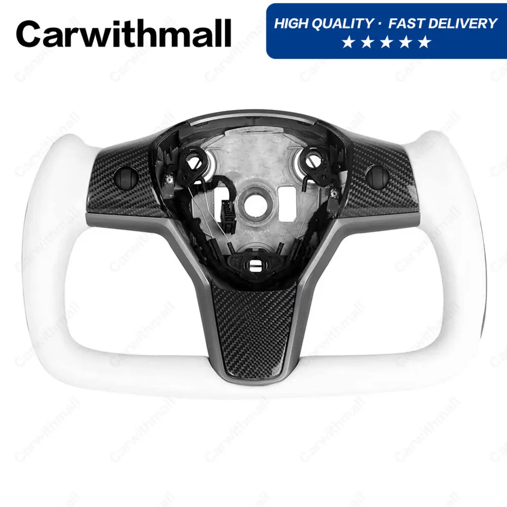 

Yoke Carbon Fiber Steering Wheel with Buttons for Tesla Model 3 Model Y 2017 2018 2019 2020 2021 2022 2023(With)