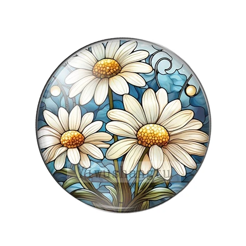 Fashion Lovely Art Daisy Illustrations 12mm/18mm/20mm/25mm Round photo glass cabochon demo flat back Making findings