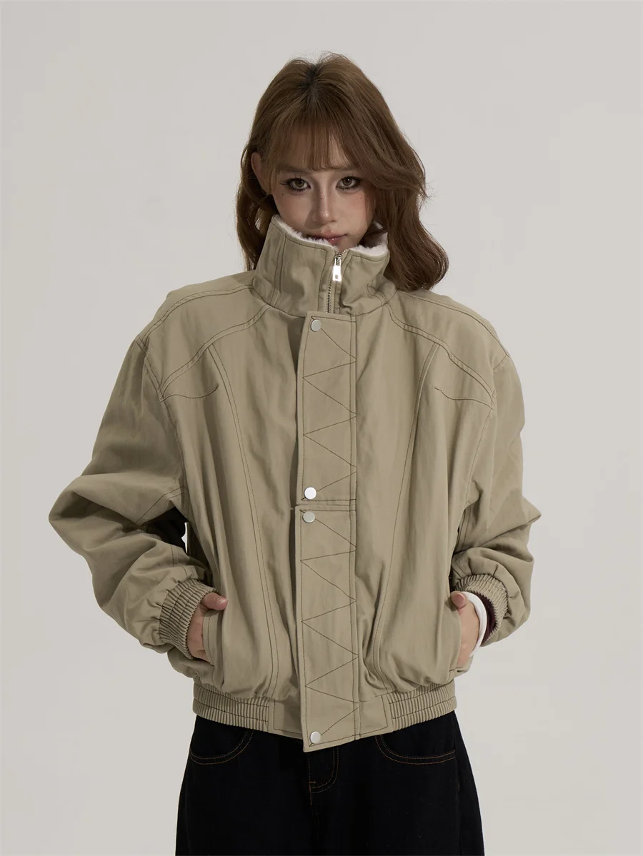 

Американская ретро-куртка с флисовой подкладкой, хлопковое пальто, мужская теплая хлопковая верхняя одежда Cleanfit Design, модный комплект для пар