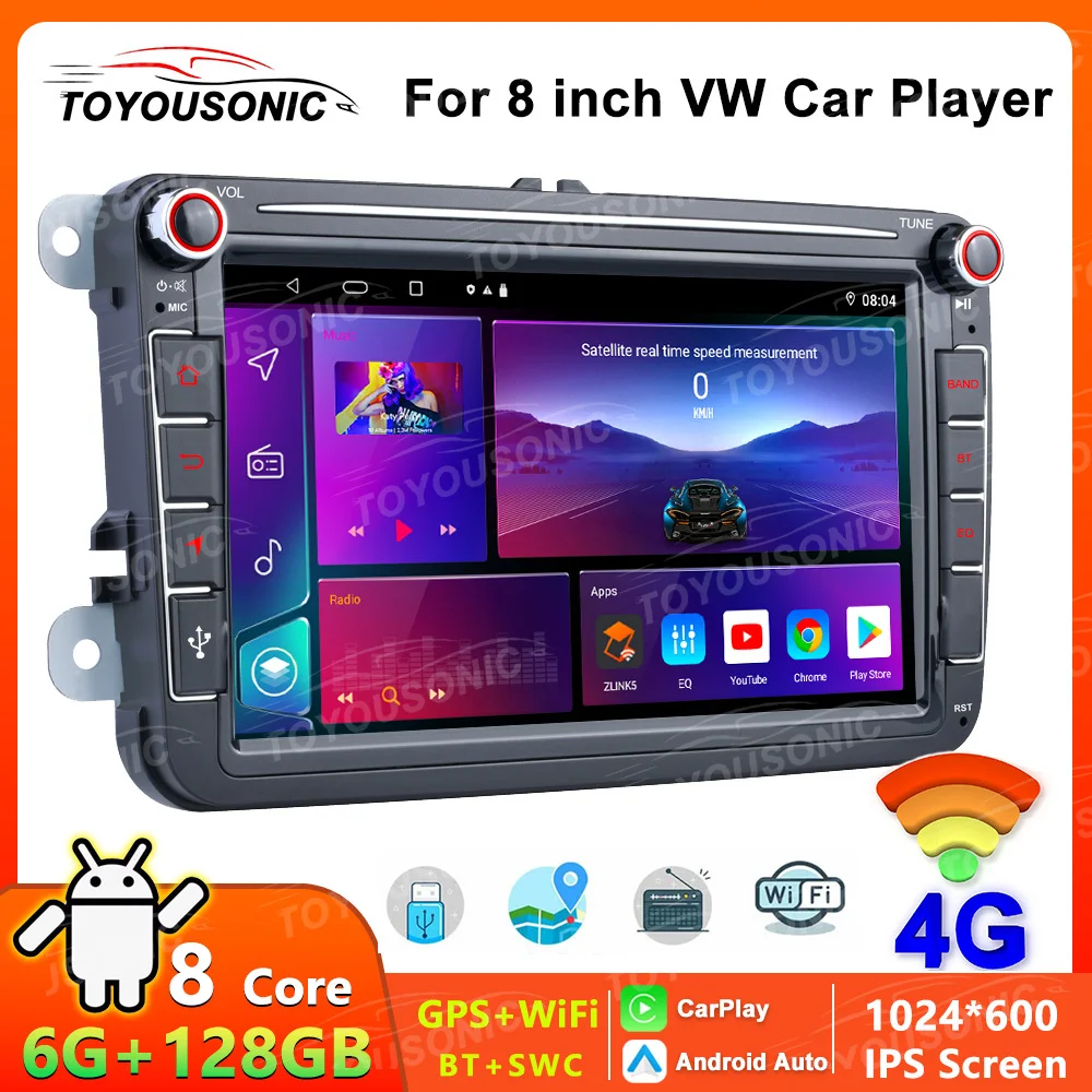 

TOTOUSONIC 8 Inch Android 8Core 4G Car Radio Stereo For VW Polo Golf Passat Skoda Car Multimedia DVD Player GPS RDS DSP Carplay