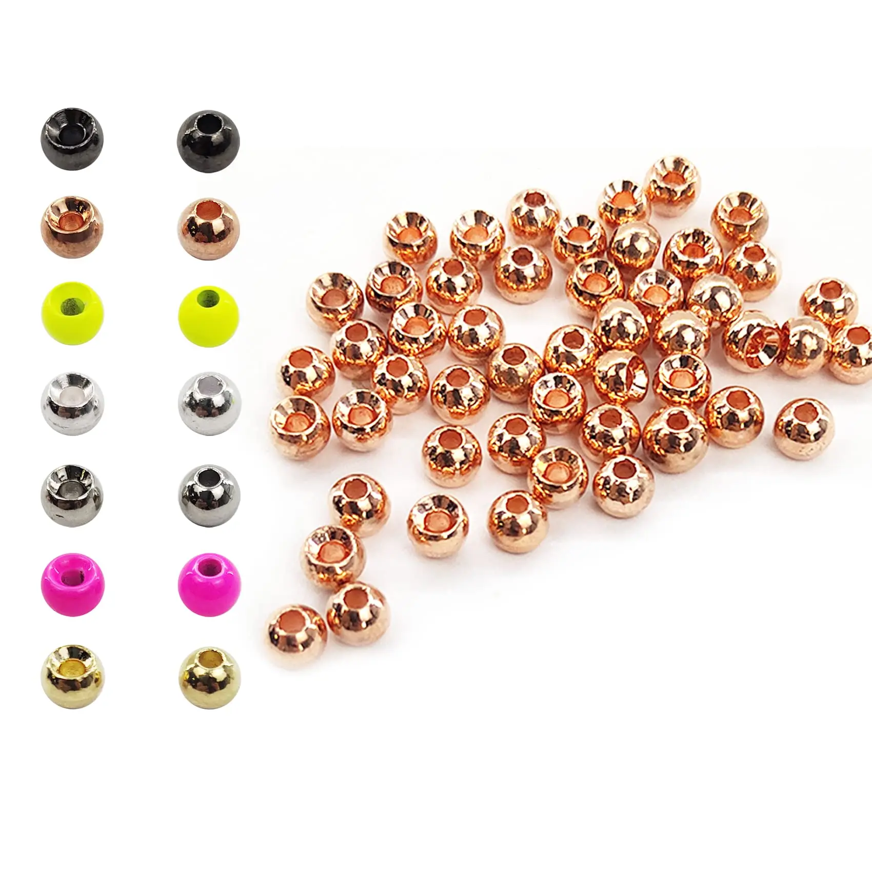 Aventik 25pc 2.5-4.6mm Fly Tying Head Tungsten Beads Multi-Color Fly Tying Material Nymph Head Ball Fishing Accessory