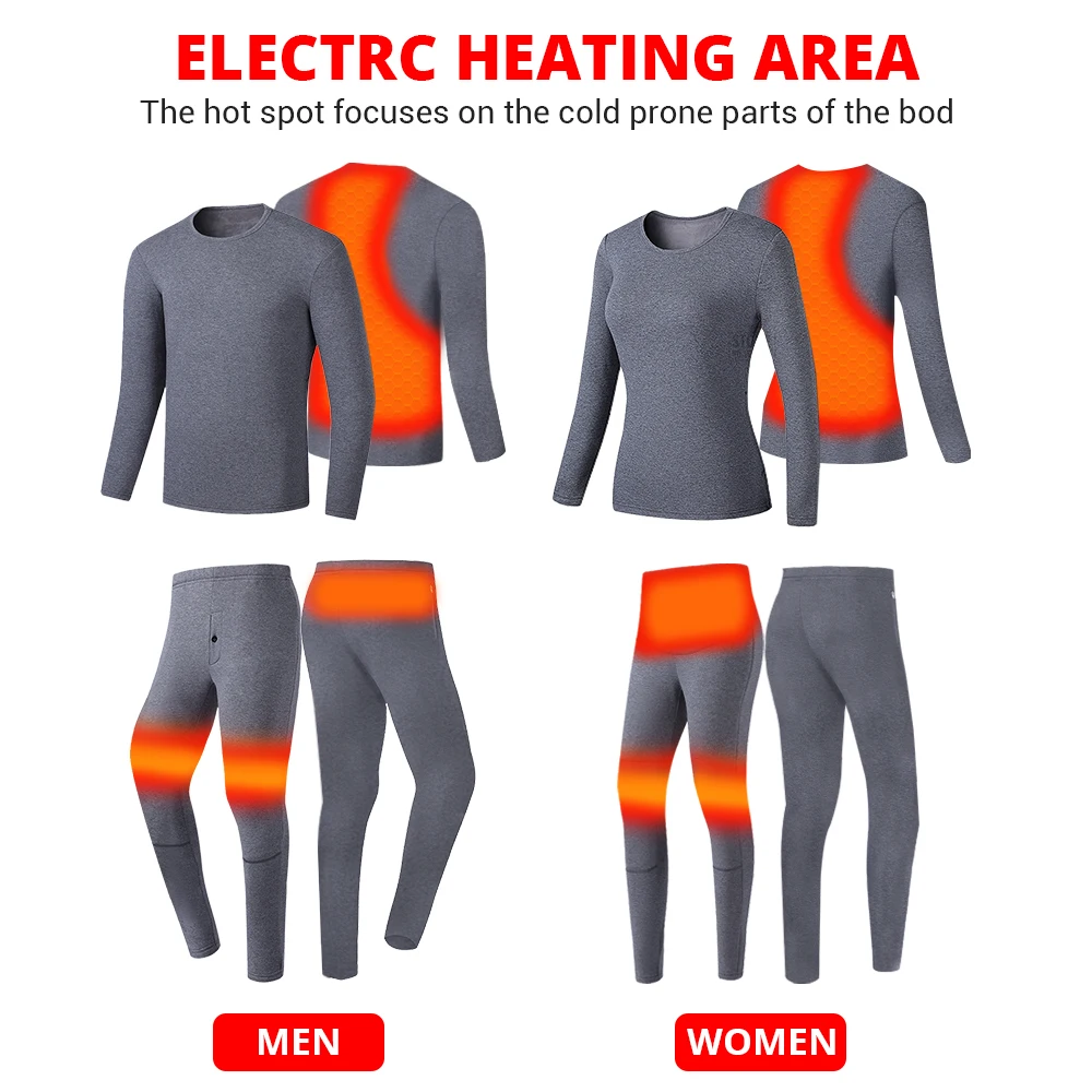 New Heated Motorcycle Jacket Men Women Heated Thermal Underwear Set USB Electric Suit Thermal Clothing For Winter Suits S-5XL