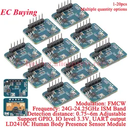 1-20Pcs HLK-LD2410C LD2410C 24G mmWave FMCW Millimeter 5M Wave Human Presence Status Radar Sensor Motion Detection Module 24Ghz