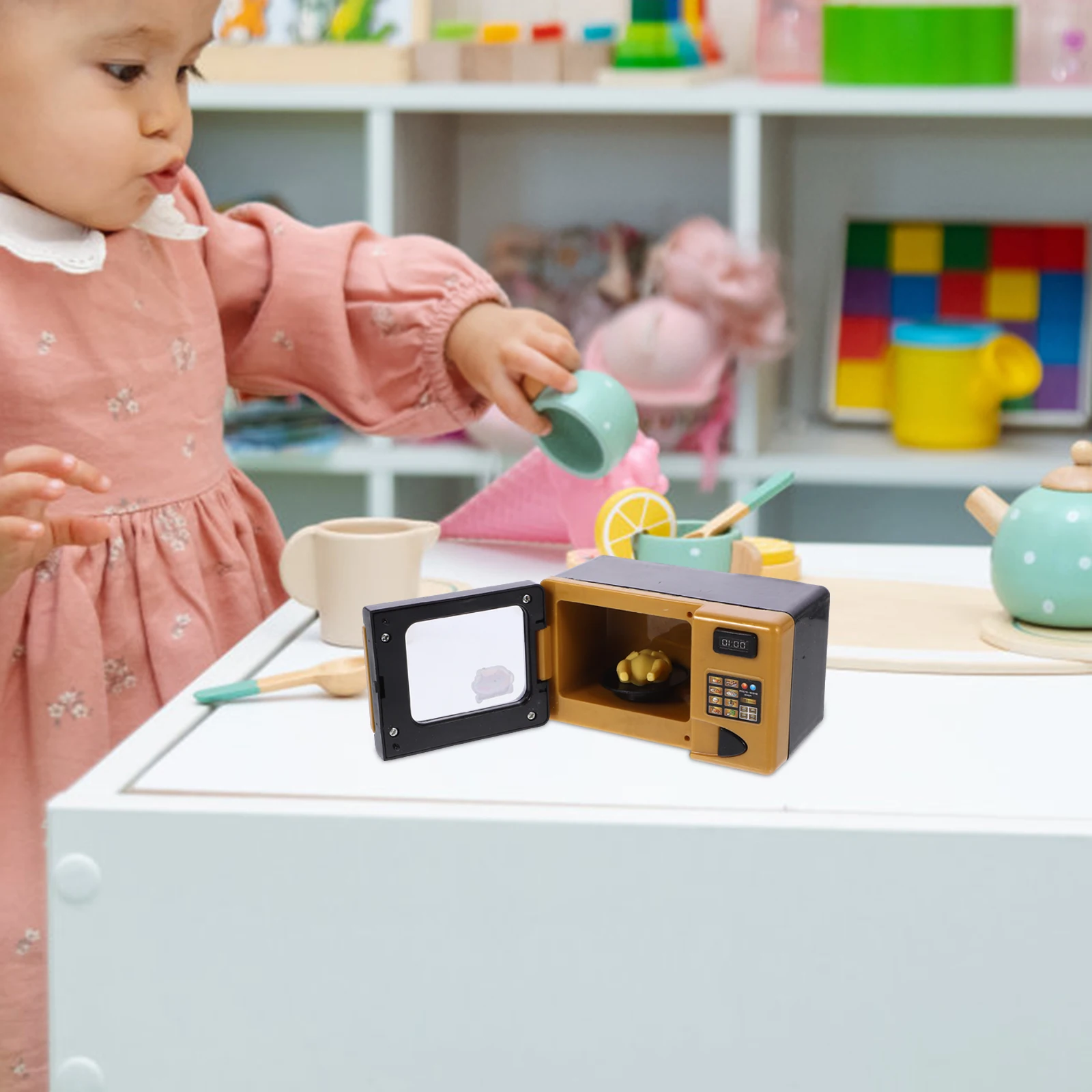

Mini Microwave Oven Toy Puzzle Simulation Child Microwaves Plastic Educational Furniture Toy Safe Smooth Surface