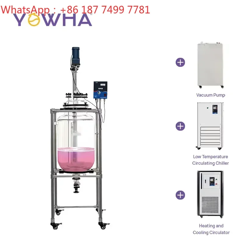 custom for Laboratory Mixer Jacketed Glass Reactor with Optional Circulating Heating Cooler Chiller Vacuum Pump