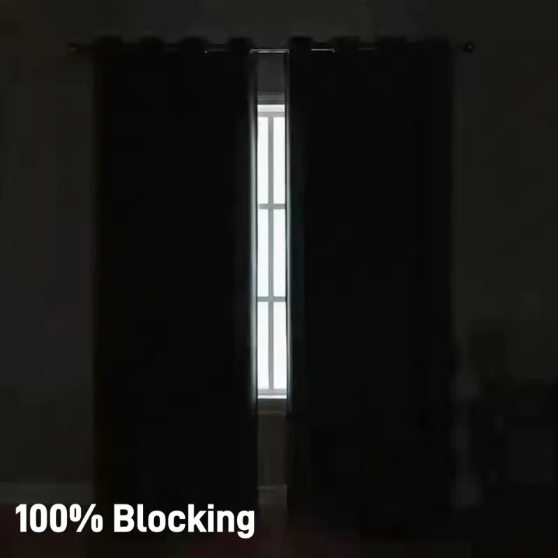 1pc Modern Solid Color Full Shading Sun Protection 100% Blackout Curtains Bedroom Living Room Shading Bathroom Privacy Curtains view 5
