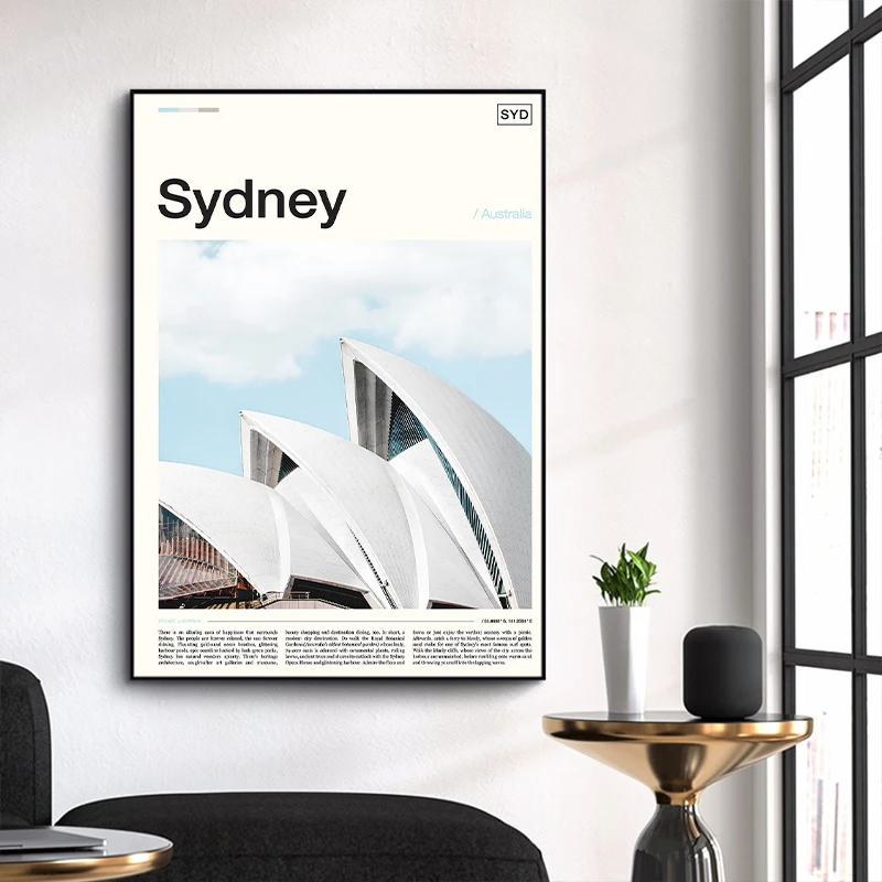 Sydney Wellington Melbourne Pacific Oceania Geography Travel Poster Canvas Printing Wall Art Picture for Living Room Home Decor